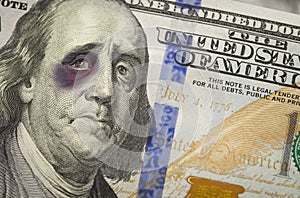 Black Eyed Ben Franklin on New One Hundred Dollar Bill photo