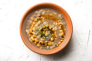 Black Eyed Kidney Beans Curry or Chawli chi usal served in a bowl, selective focus