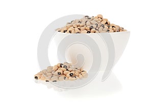 Black eyed peas beans in a bowl isolated