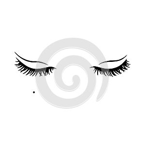 Black eyelashes. Mascara single decorative element.