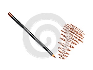 Black eyeliner with brown trace on white background