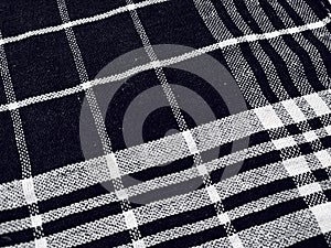 Black fabric background and pattern with white stripes