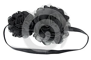 Black fabric flower with crystals