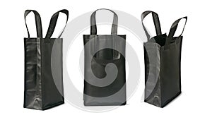 black fabric shopping bags isolated on white