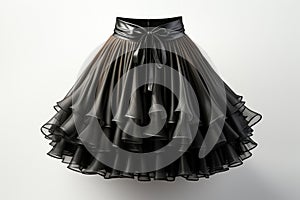 Black Fabric Tulle Skirt On White Background. Generative AI