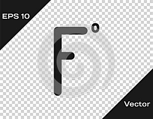 Black Fahrenheit icon isolated on transparent background. Vector Illustration