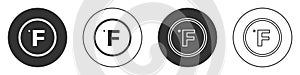 Black Fahrenheit icon isolated on white background. Circle button. Vector