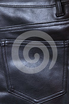 Black fake leather trousers back pocket detail