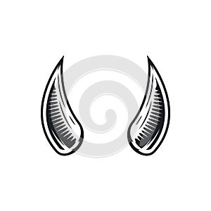 black fangs or horns icon vector element design template