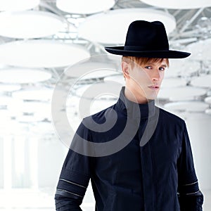 Black far west modern fashion man with hat photo