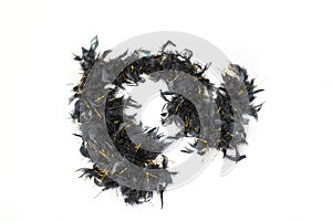 Black feather boa with gold tinsel photo
