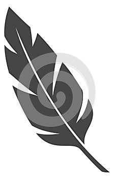 Black feather symbol. Bird lightweight quill icon