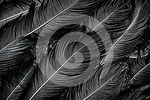 Black feathers background, close-up, texture, pattern, background