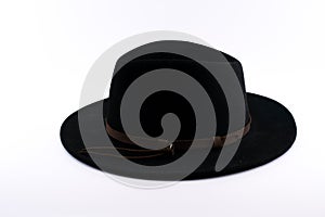 Black Fedora hat with a brown stripe