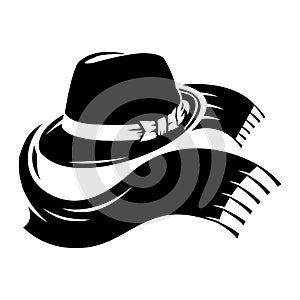 Black fedora hat and scarf