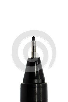Black felt tip fineliner tip, macro close up. Isolated on white with clipping path