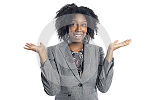 Black Female Businesswoman Looking Surprised
