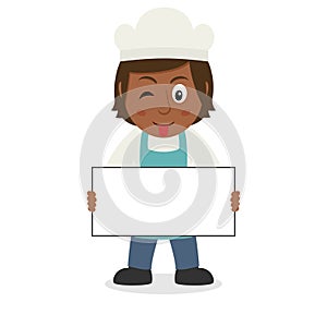 Black Female Chef Character with Banner