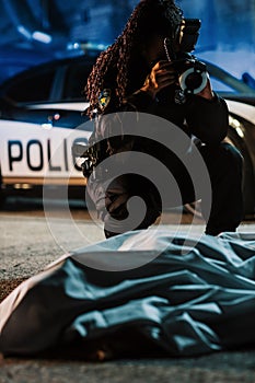 Black Female Chief of Police Present on a Crime Scene to Investigate the Assassination of a Known