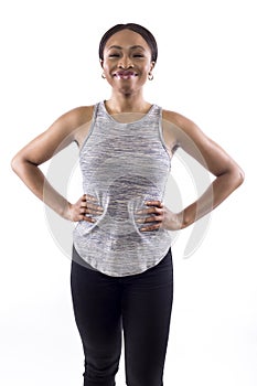Black Female Fitness Trainer Feeling Happy