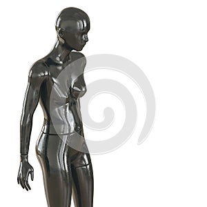 Black female nude mannequin on a white background. 3d rendering.