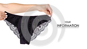 Black female panties in hand lace pattern