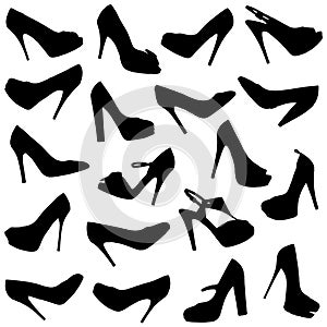 Black female shoes silhouettes-