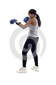 Black Female Working Out with Boxing or Learning Self-Defense