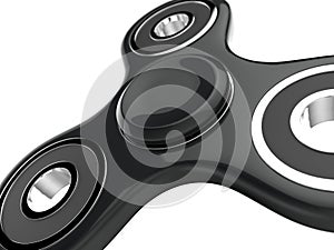 The black fidget SPINNER stress relieving toy on white background. 3d illustration.