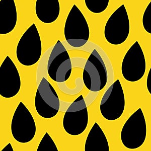 Black figures in the form of a drop on a yellow background.