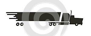 Black filled truck icon. Vector flat design delivery and logistic symbol