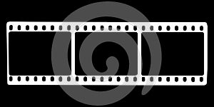 Black film strip icon in isolate on a black background.