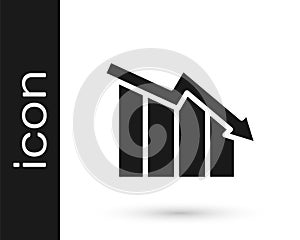 Black Financial growth decrease icon isolated on white background. Increasing revenue. Vector