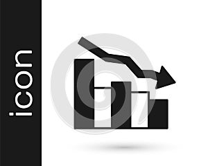 Black Financial growth decrease icon isolated on white background. Increasing revenue. Vector
