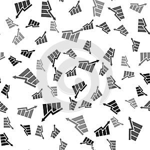 Black Financial growth increase icon isolated seamless pattern on white background. Increasing revenue. Vector
