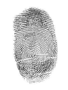 Black finger print isolated on white