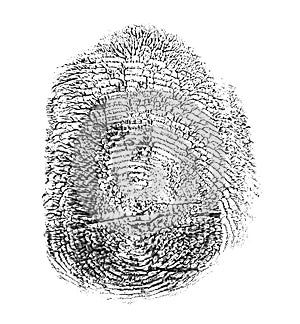 Black finger print on white background