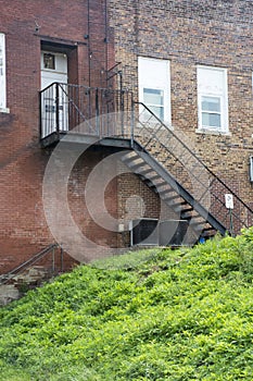 Black fire escape stairway