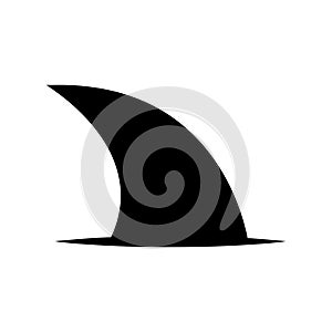 Black fish fin icon. Shark or dolphin fin. Isolated vector illustration.