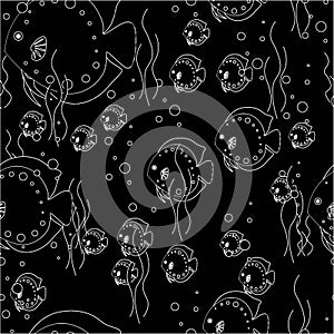 Black Fish Pattern Background Seamless photo