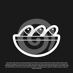 Black Fish soup icon isolated on black background. Vector.