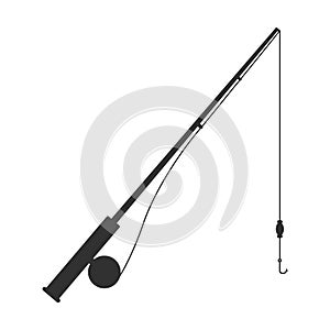 Black fishing rod. Isolated on a white background