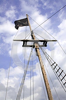 Black flag in a ship mast