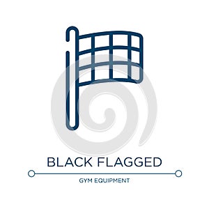 Black flagged icon. Linear vector illustration from racing collection. Outline black flagged icon vector. Thin line symbol for use