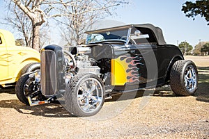 Black flaming hot rod with chrome