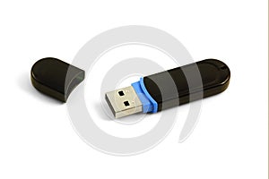 Black flash drive isolated