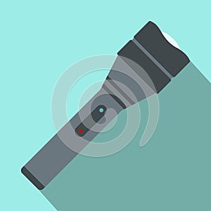 Black flashlight flat icon