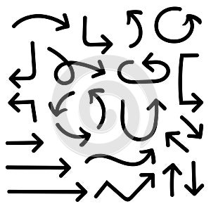 Black flat arrows. Hand drawn elements