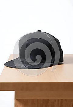 Black Flat Brim Baseball Cap photo