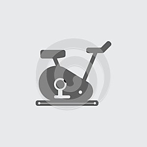 Black flat gym training bike vector icon.